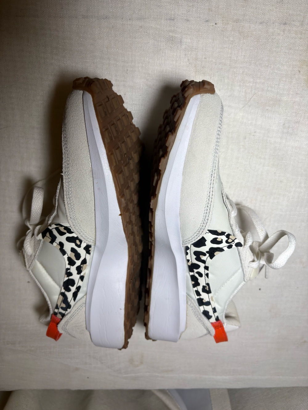 Nike Waffle Debut Leopard Print Platform Sneakers Women’s Size 8 Cream Orange - Picture 14 of 15